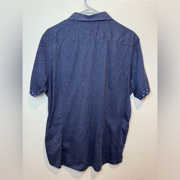 Ted Baker Men’s Navy Paisley Casual Button Down Cotton Short Sleeve Shirt Size 5 - Picture 2 of 6
